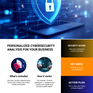 Business Service Offer Flyer in Black and White Orange Brown Traditional Corporate Style (3) Personalized small Cyber Risk Analysis for Your Business