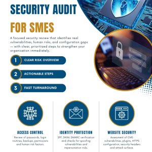 Blue and Yellow Modern Digital Marketing Flyer (2) Cybersecurity Baseline Audit