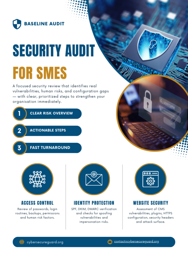 Blue and Yellow Modern Digital Marketing Flyer (2) Cybersecurity Baseline Audit
